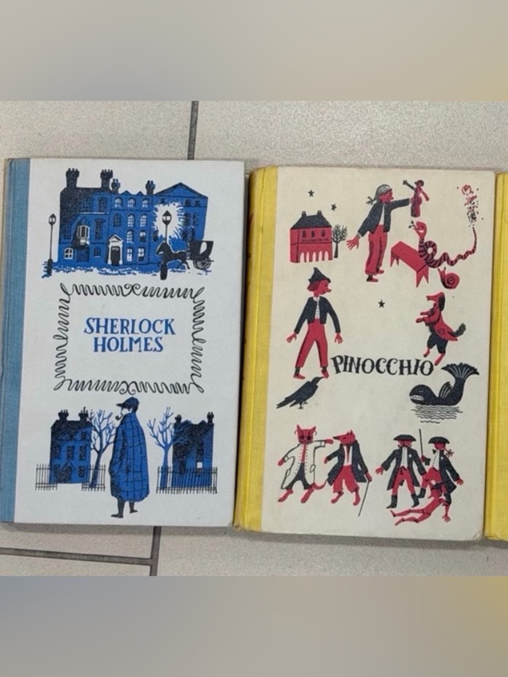 junior deluxe editions collection 1950s Pinocchio, Sherlock Holmes books